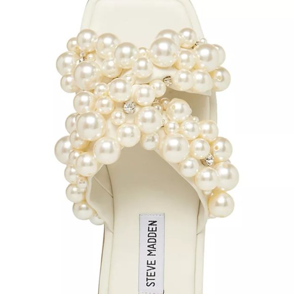 NWB Steve Madden Duri Pearl Embellished Slide Sandals 7.5 - Picture 2 of 5